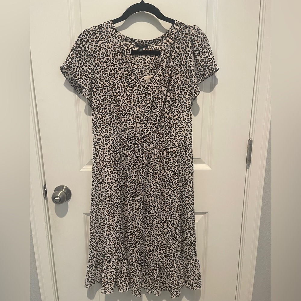 Talbots Black and White Animal Print Midi Dress